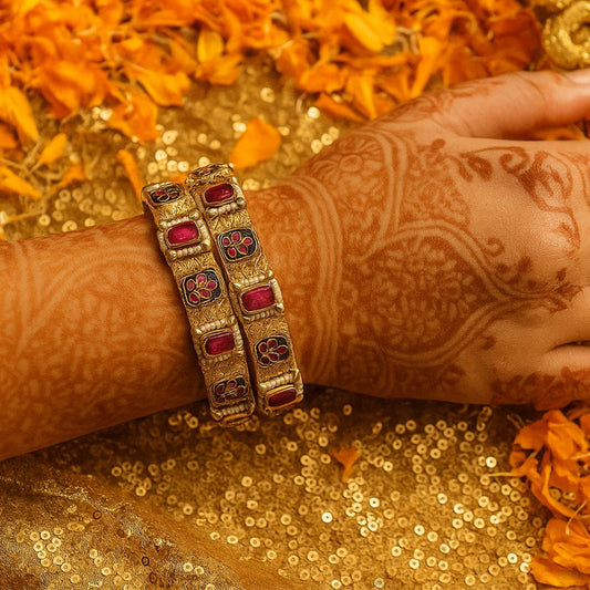 Regal Rose Polki Bangles