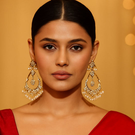 Ridhima Classic Pearl Jadau Earrings