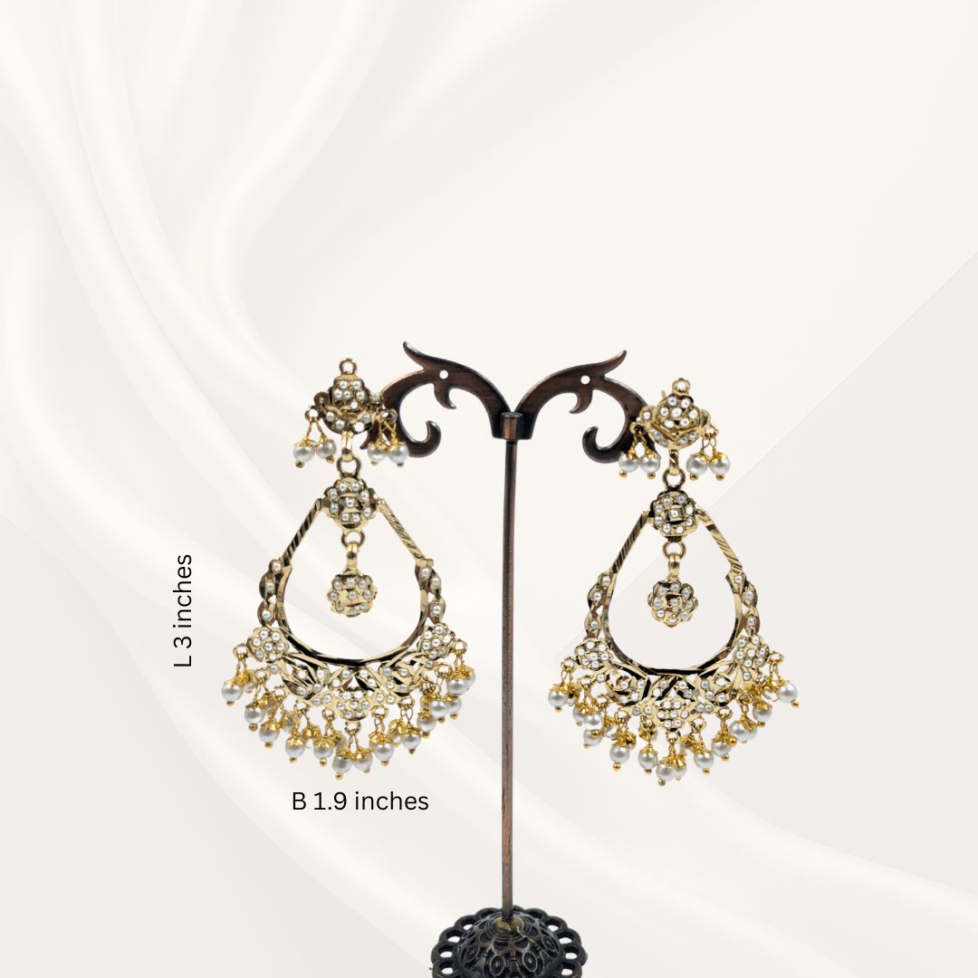 Ridhima Classic Pearl Jadau Earrings