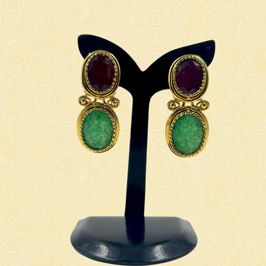 Royal Gem Duo Stone Earrings