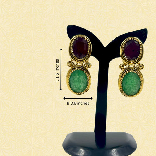 Royal Gem Duo Stone Earrings