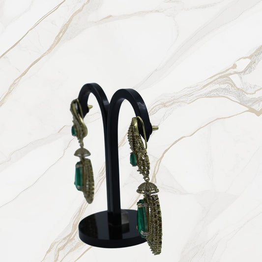 Royal Spiral Emerald Drop Earrings