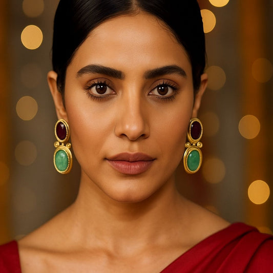 Royal Gem Duo Stone Earrings