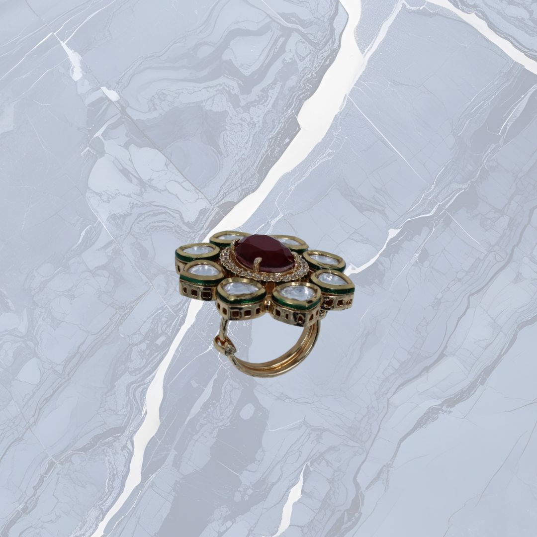 Ruby Bloom Kundan Ring