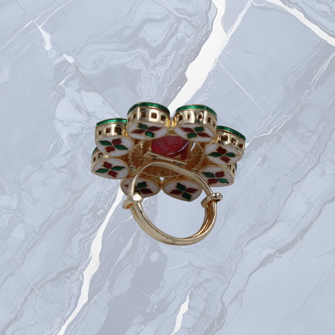 Ruby Bloom Kundan Ring