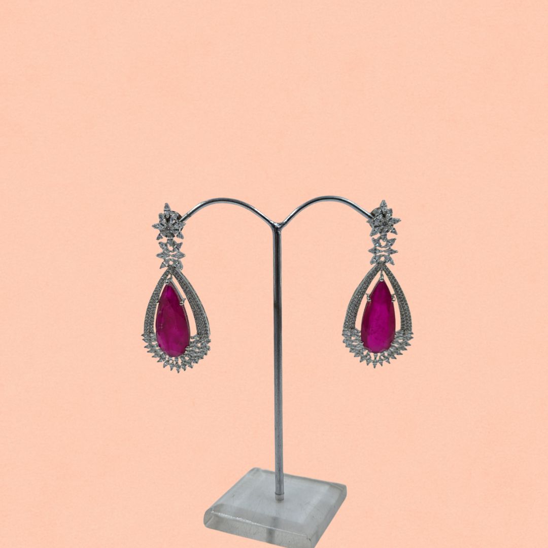 Ruby Radiance American Diamond Drop Earring