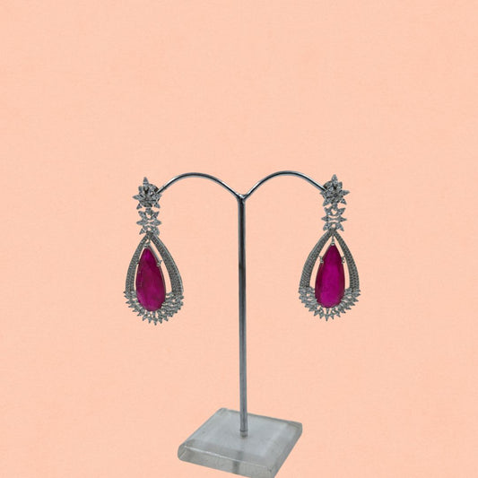 Ruby Radiance American Diamond Drop Earring