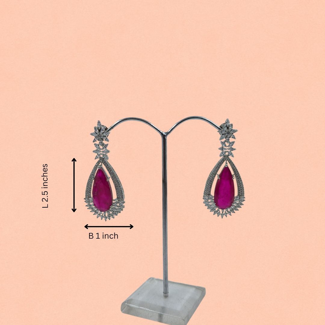 Ruby Radiance American Diamond Drop Earring