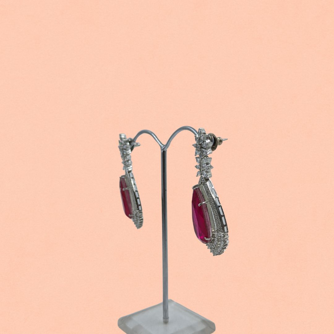 Ruby Radiance American Diamond Drop Earring