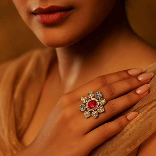 Ruby Bloom Kundan Ring