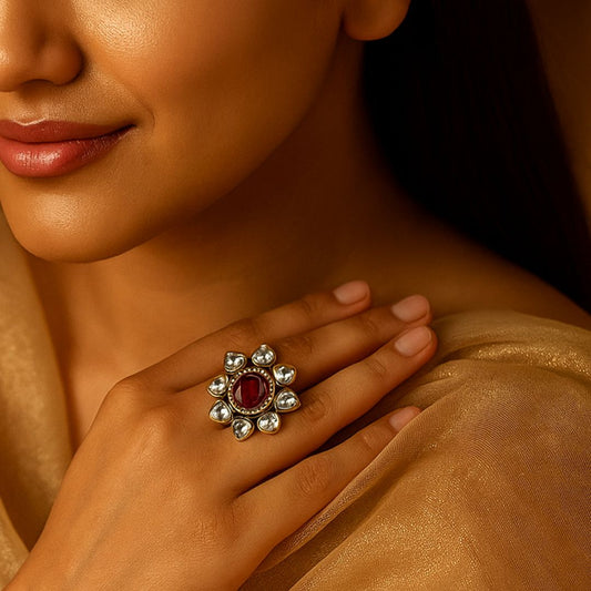 Ruby Bloom Kundan Ring
