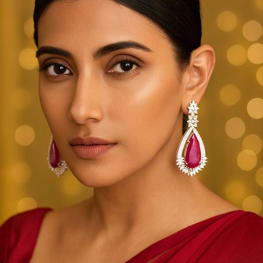 Ruby Radiance American Diamond Drop Earring