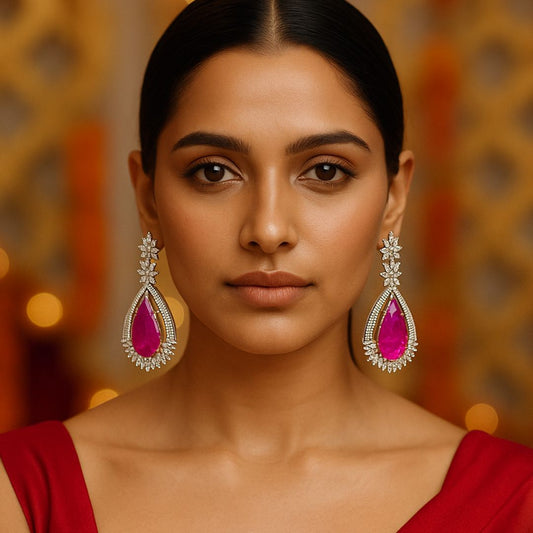Ruby Radiance American Diamond Drop Earring