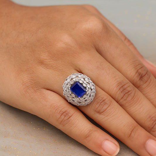 Sapphire Glow Statement Ring