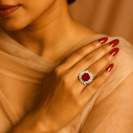Scarlet Radiance Adjustable Ring