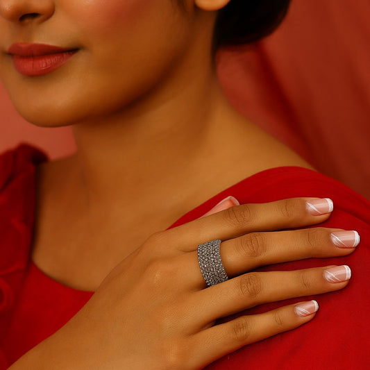 Silver Stardust Adjustable AD Ring