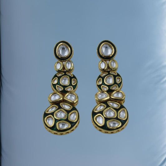 Timeless Kundan Pachi Drop Earrings