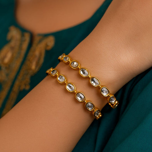 Timeless Kundan Gold-Polish Bangles