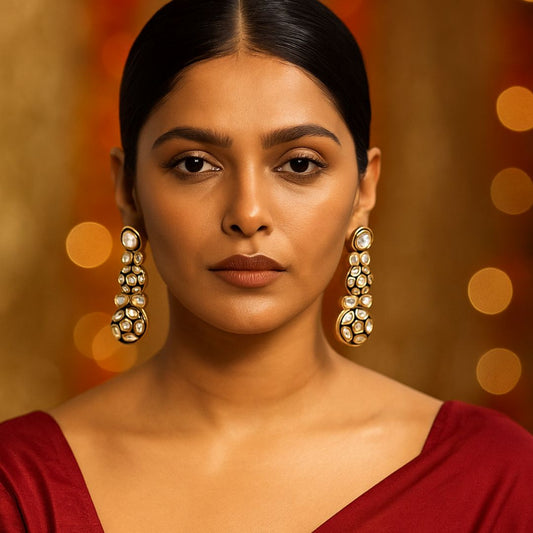 Timeless Kundan Pachi Drop Earrings