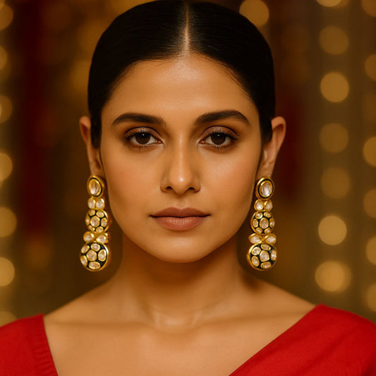 Timeless Kundan Pachi Drop Earrings