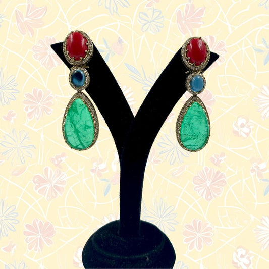Trinity Gem Drop American Diamond Earrings