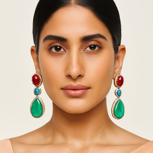 Trinity Gem Drop American Diamond Earrings