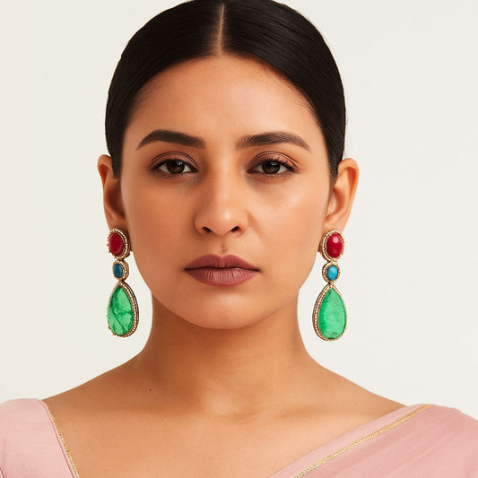 Trinity Gem Drop American Diamond Earrings