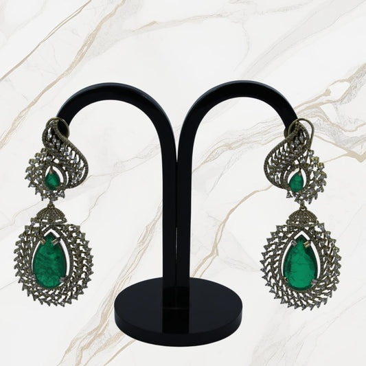 Royal Spiral Emerald Drop Earrings