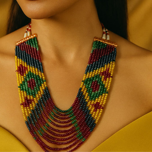 Vibrant Handcrafted Multicolor Beaded Necklace