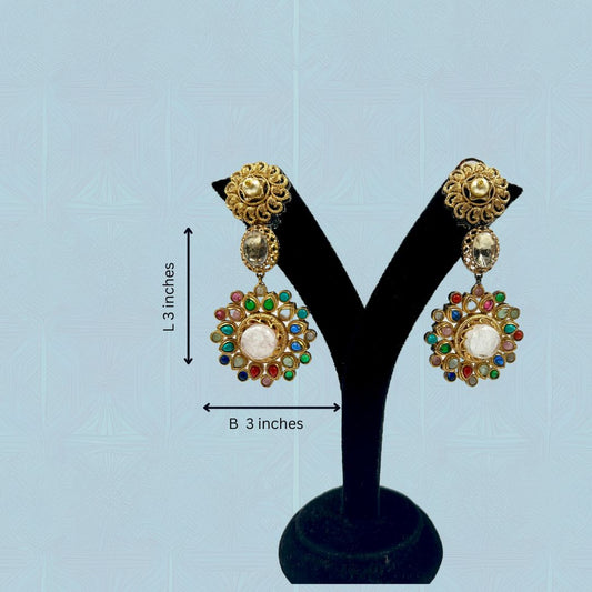 Zeenat Chakra Kundan Earrings