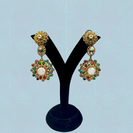 Zeenat Chakra Kundan Earrings