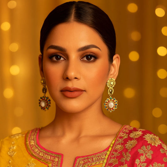 Zeenat Chakra Kundan Earrings